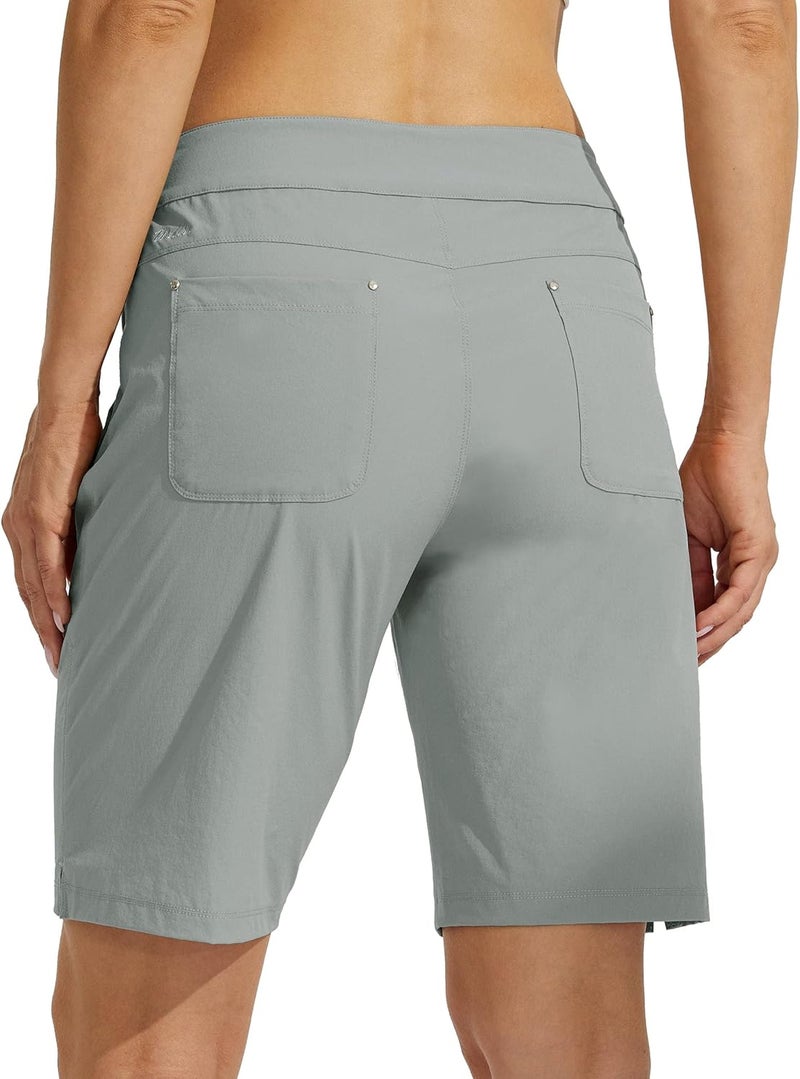 Willit Women's Golf Hiking Shorts 9" Quick Dry Athletic Long Casual Summer Shorts Zipper Pockets Water Resistant Lightweight - Image 3